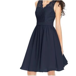 Azazie Navy Blue Dress size C or 18/20 knee length prom bridesmaids wedding